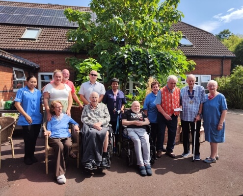 Representatives of Bridgwater Gangs and Features with residents and staff from Avalon Nursing Home